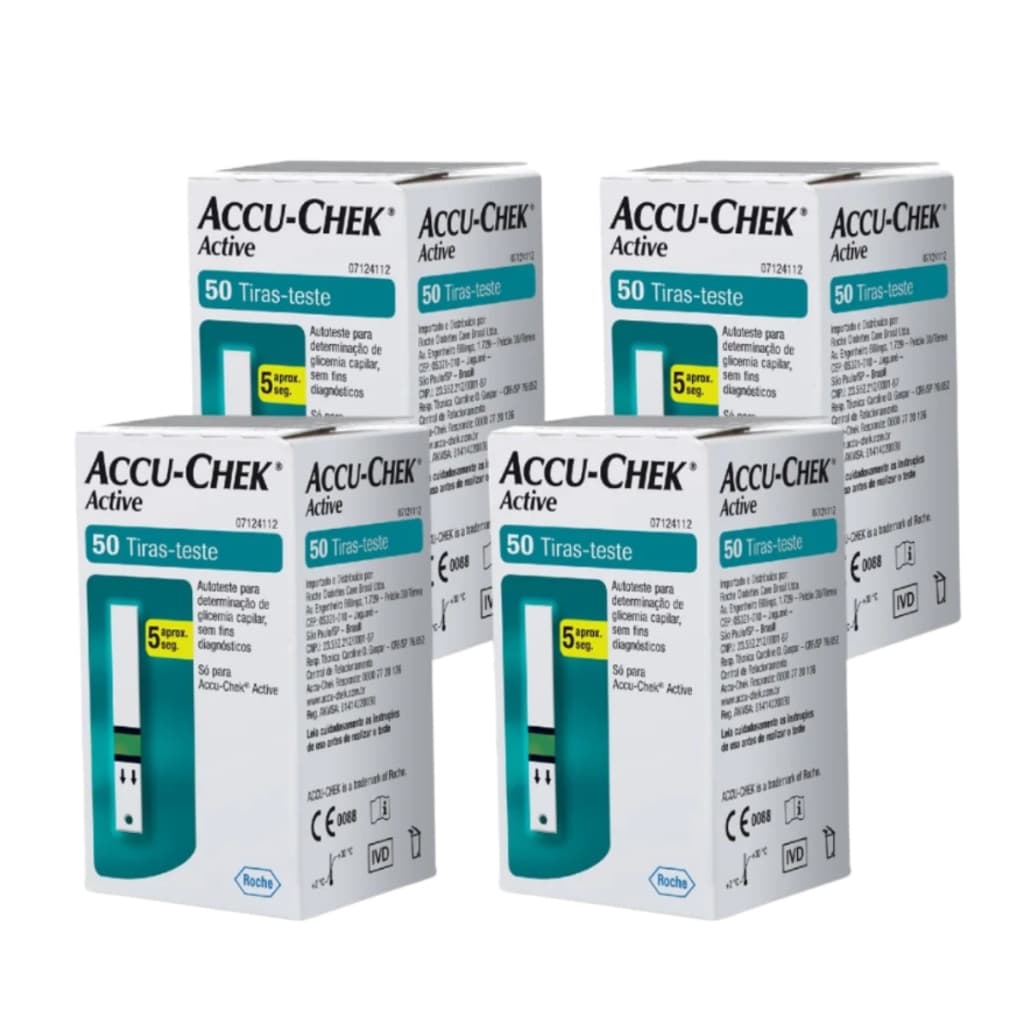 Kit 4x50 Accu-chek Active (200 Tiras Reagentes) Promoção