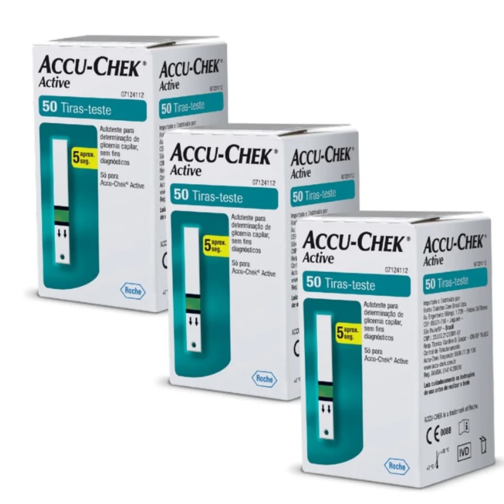 Kit 3x50 Accu-chek Active (150 Tiras Reagentes) Promoção