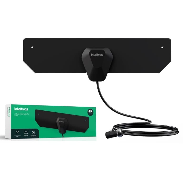 Antena Interna de TV Digital AI 1115 Intelbras Imagens HD 4K UHF-HDTV , cabo de 1,5m
