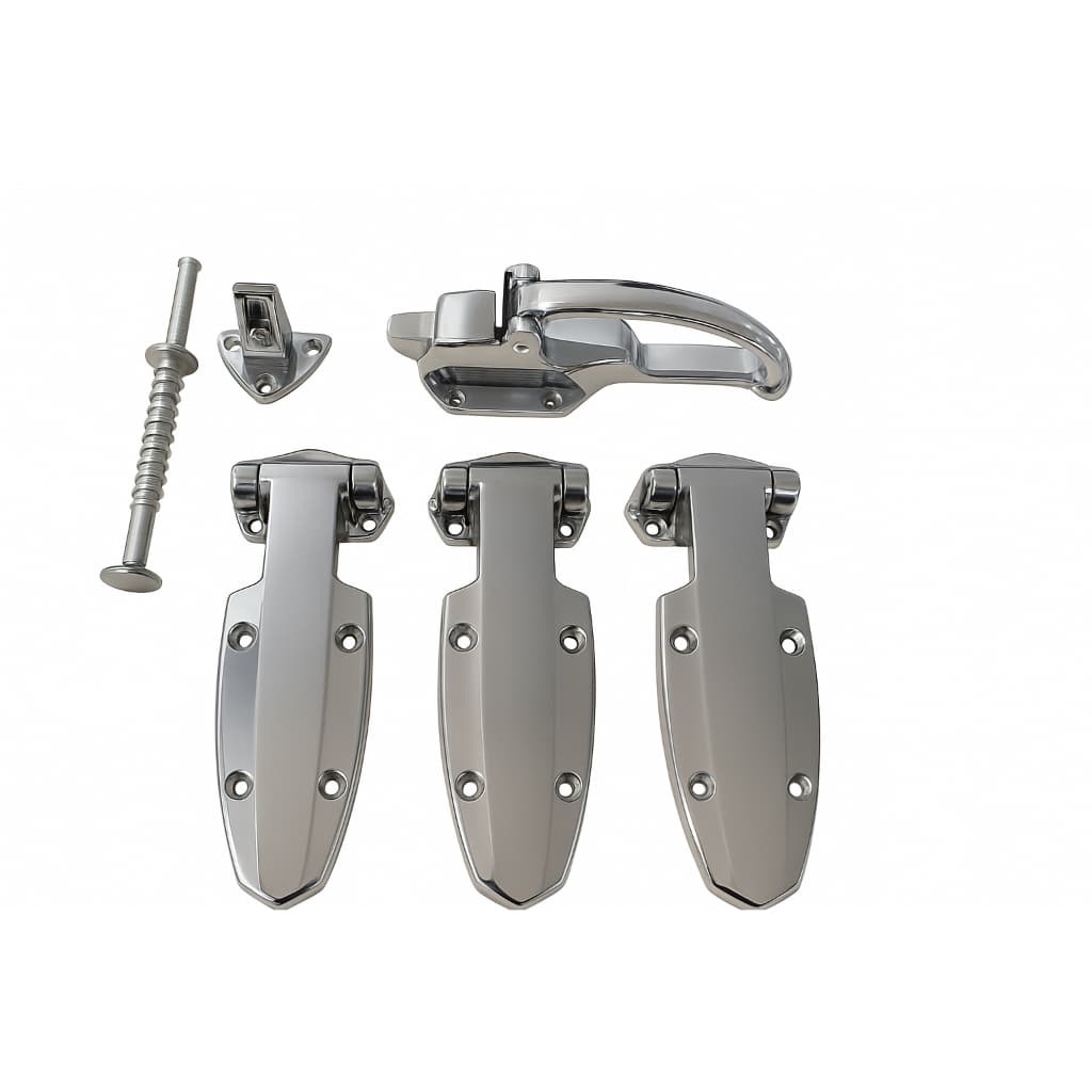 Kit Trinco Castanha Empurrador 3 Dobradiça N4 Cromado