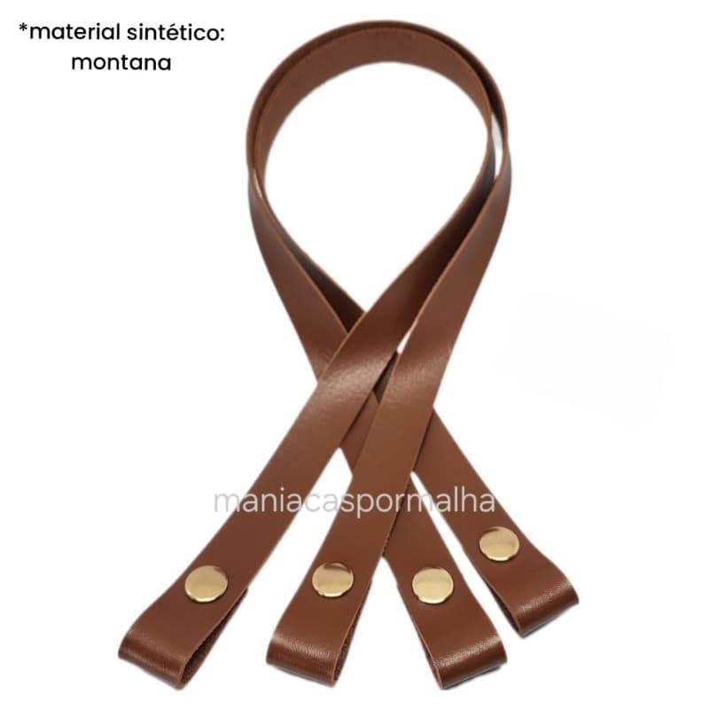 Par de Alça 2cmx60cm com Botão de Pressão em couro ecológico (montana)