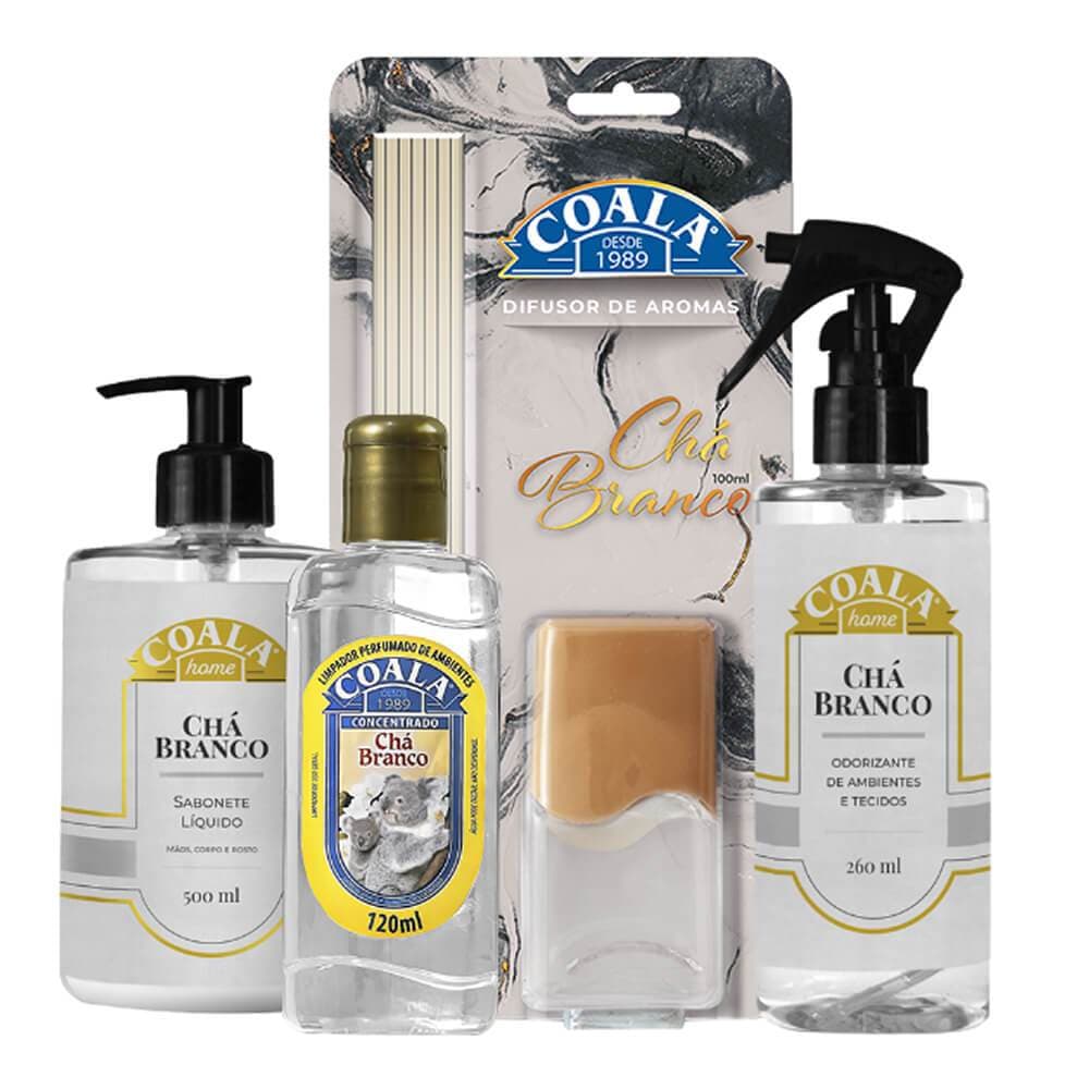 Coala Chá Branco Difusor, Odorizador Limpador Perfumado e Sabonete Líquido