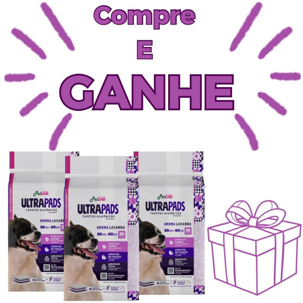Kit 3 Pacotes Tapete Higiênico Ultra Pads Lavanda 80x60cm Com 30 Unidades Cada + Brinde