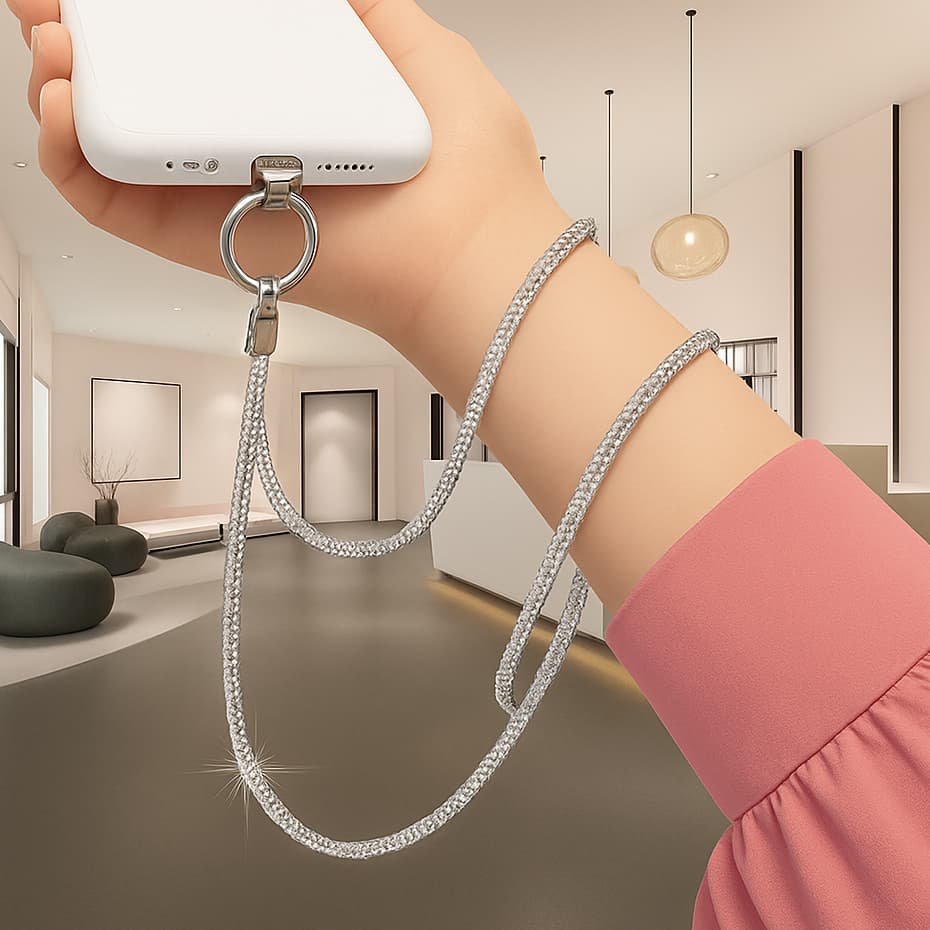 Cordão Smartphone Corrente Celular Strass 59CM e 21CM Acessório Pescoço- Cordão Pescoço