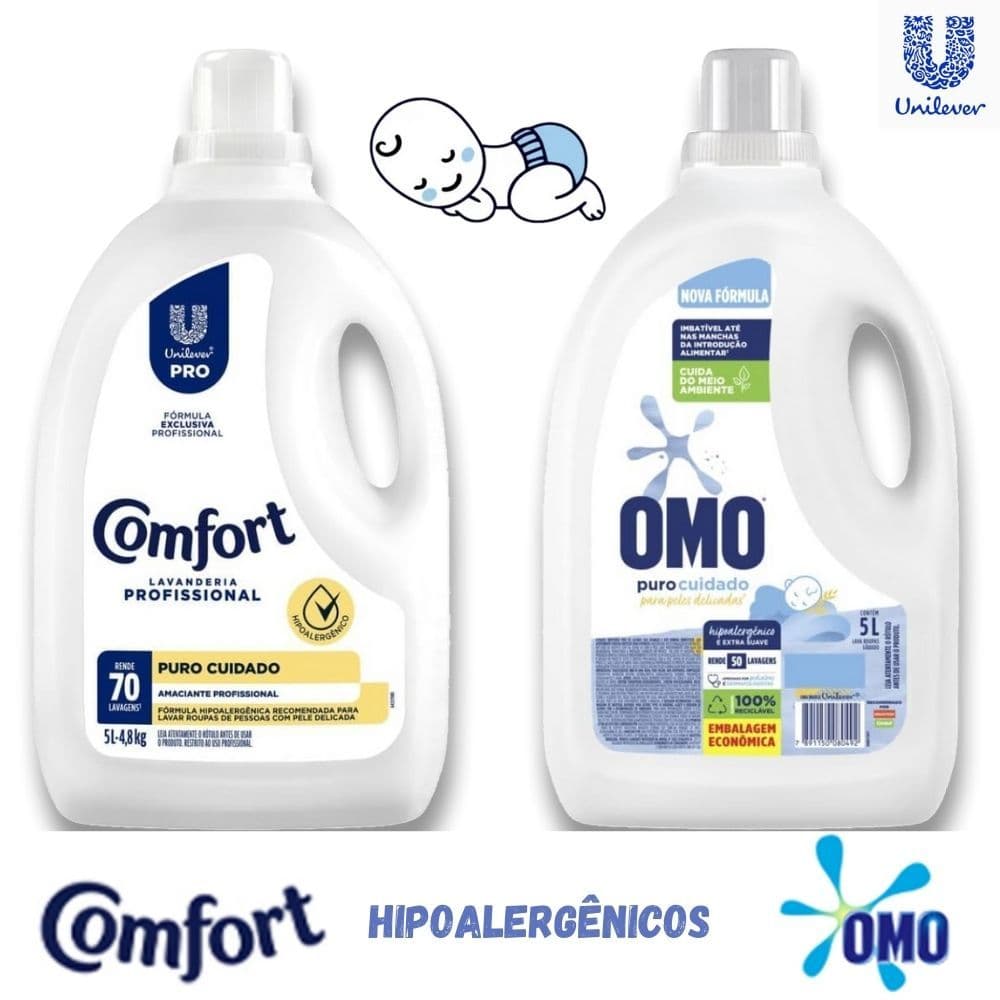 Kits Lava Roupas Omo + Amaciante Comfort Puro Cuidado Roupas Finas de crianças e Roupas de Bebês