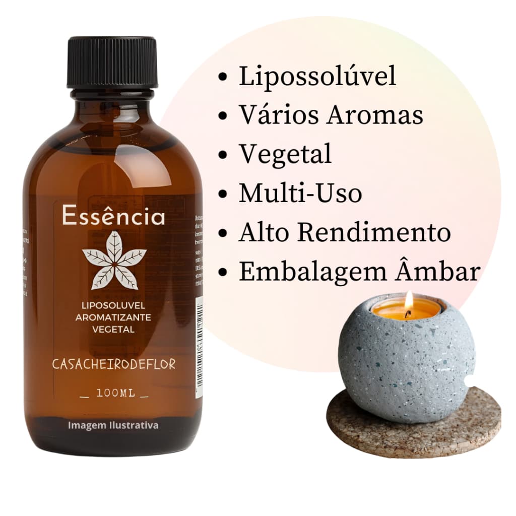 Essência 100ml - Lipossolúvel Com Fixador de Fragrância Velas e Saboaria
