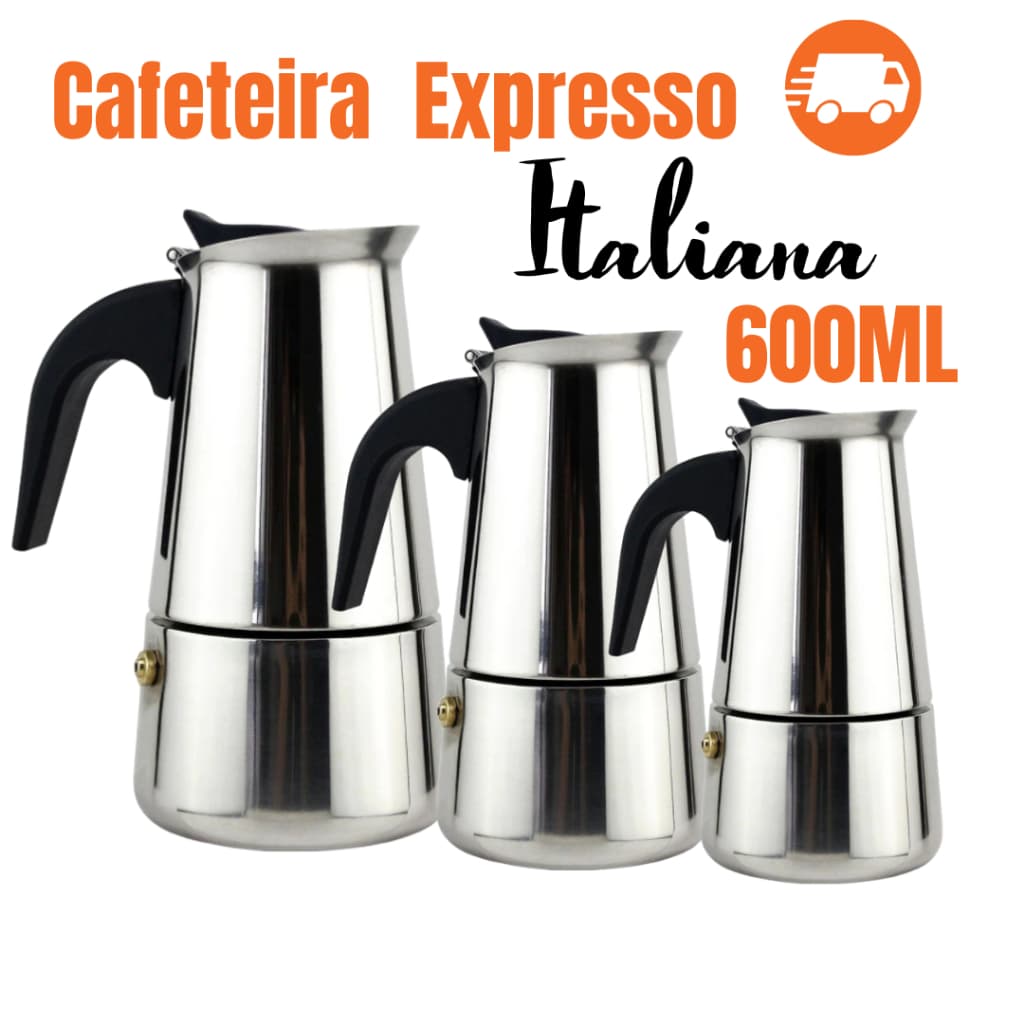 Cafeteira Italiana 600ML Inox Moka Café Forte 12 Xícaras Premium Moderna Alta Qualidade OFERTA Imperdível