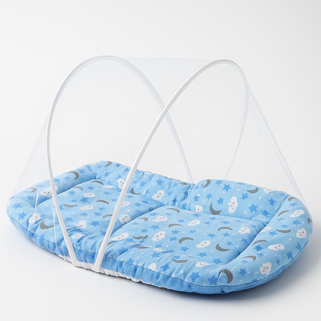 Berço Portátil com Mosquiteiro Dobrável – Colchonete Bebê Estampas Variadas Menina Menino