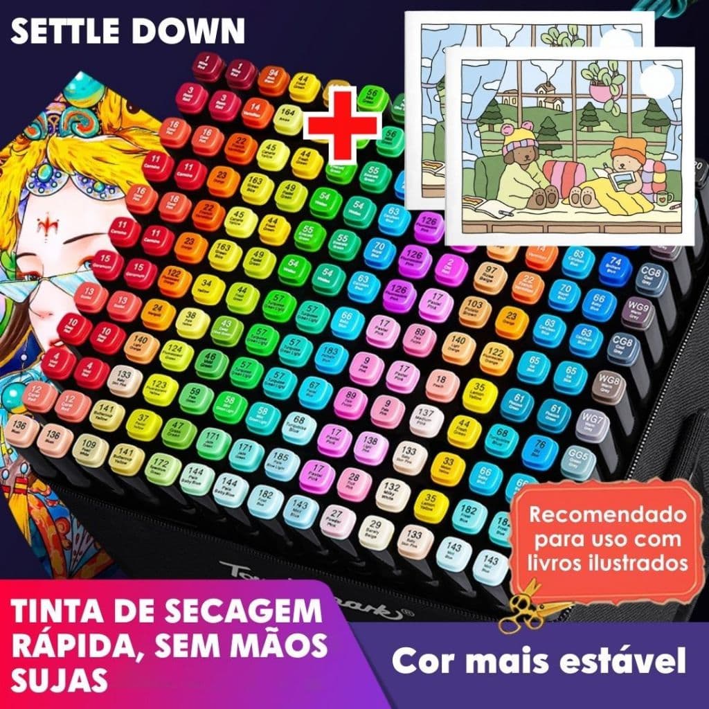 24/36/48/60/80/100/120 Cores Caneta Marcadora canetinhas coloridas Kit Com Ponta Dupla/marcador touch/caneta marker