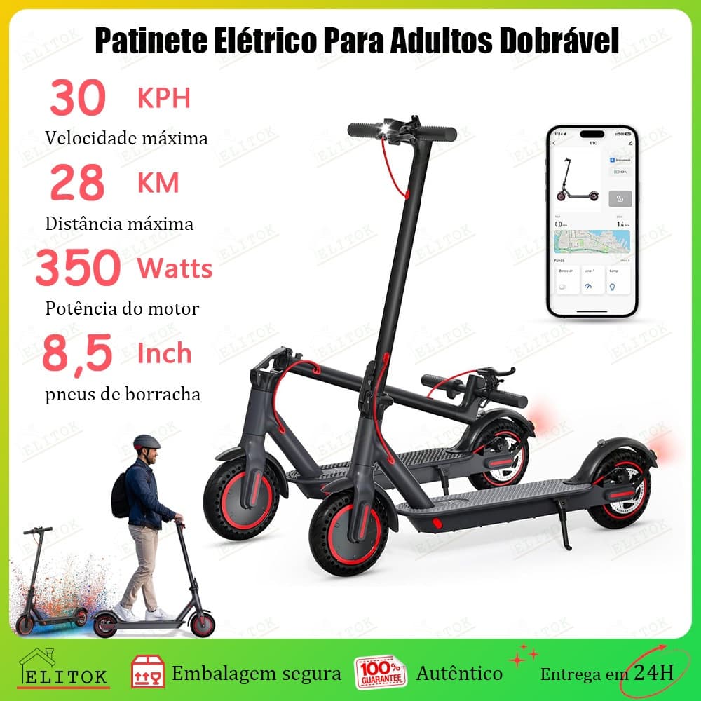 Patinete Elétrico Para Adultos Dobrável 350W Bivolt 36V Capacidade De Carga De 150KG
