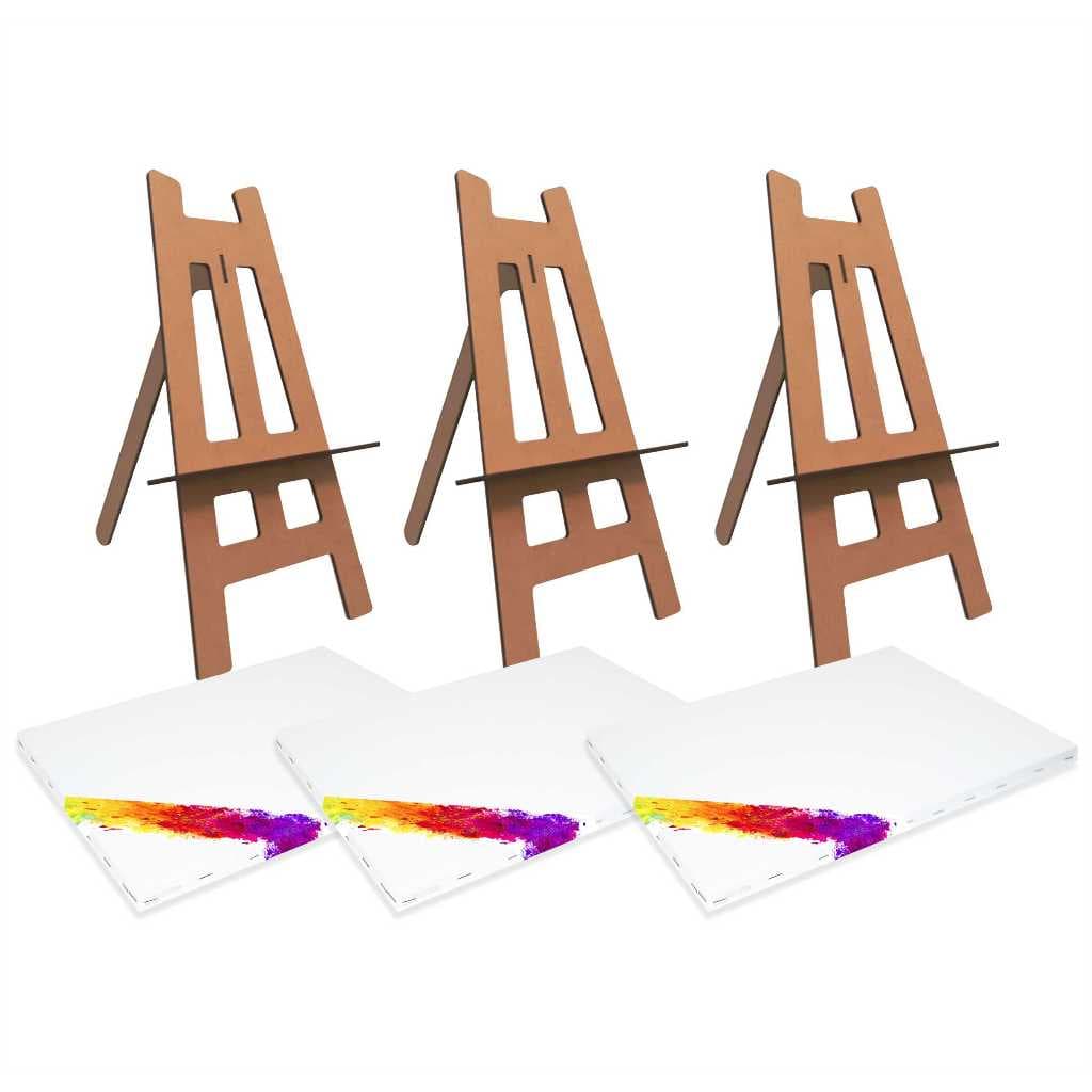 Kit de 10 Telas para Pintura 15x20 cm + 10 Mini Cavalete Telas p/ Tinta A Óleo e Acrílica