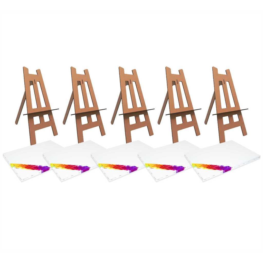 Kit de pintura com 10 Telas para Pintura 20x30 cm + 10 Mini Cavaletes de mesa