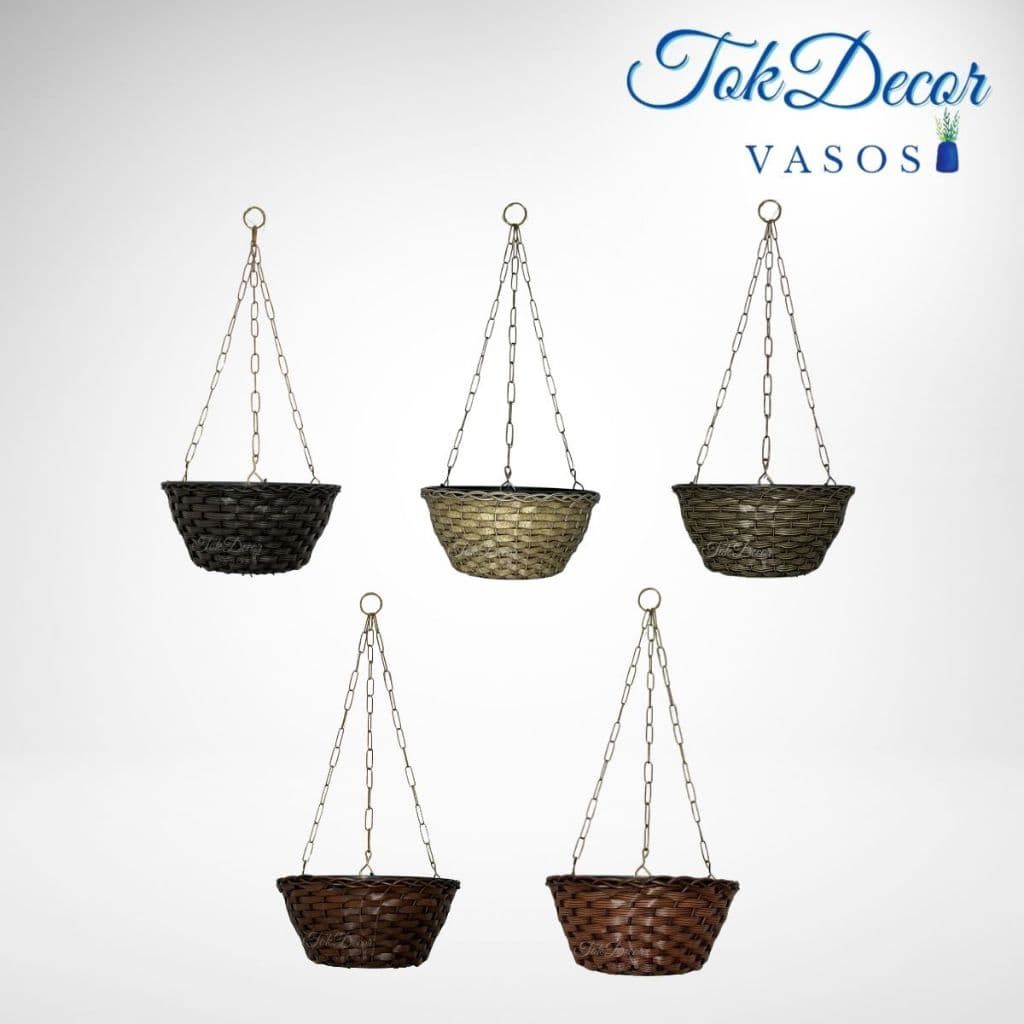 Vaso de Planta Cuia Sintética Com Correntes para Pendurar