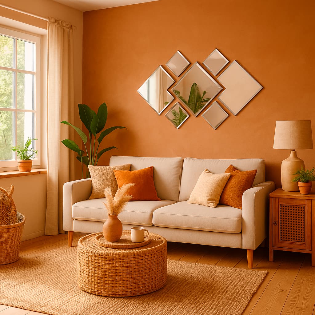 Lindo Conjunto Decorativo Espelho Acrílico Autocolante Quadrados 7 Peças