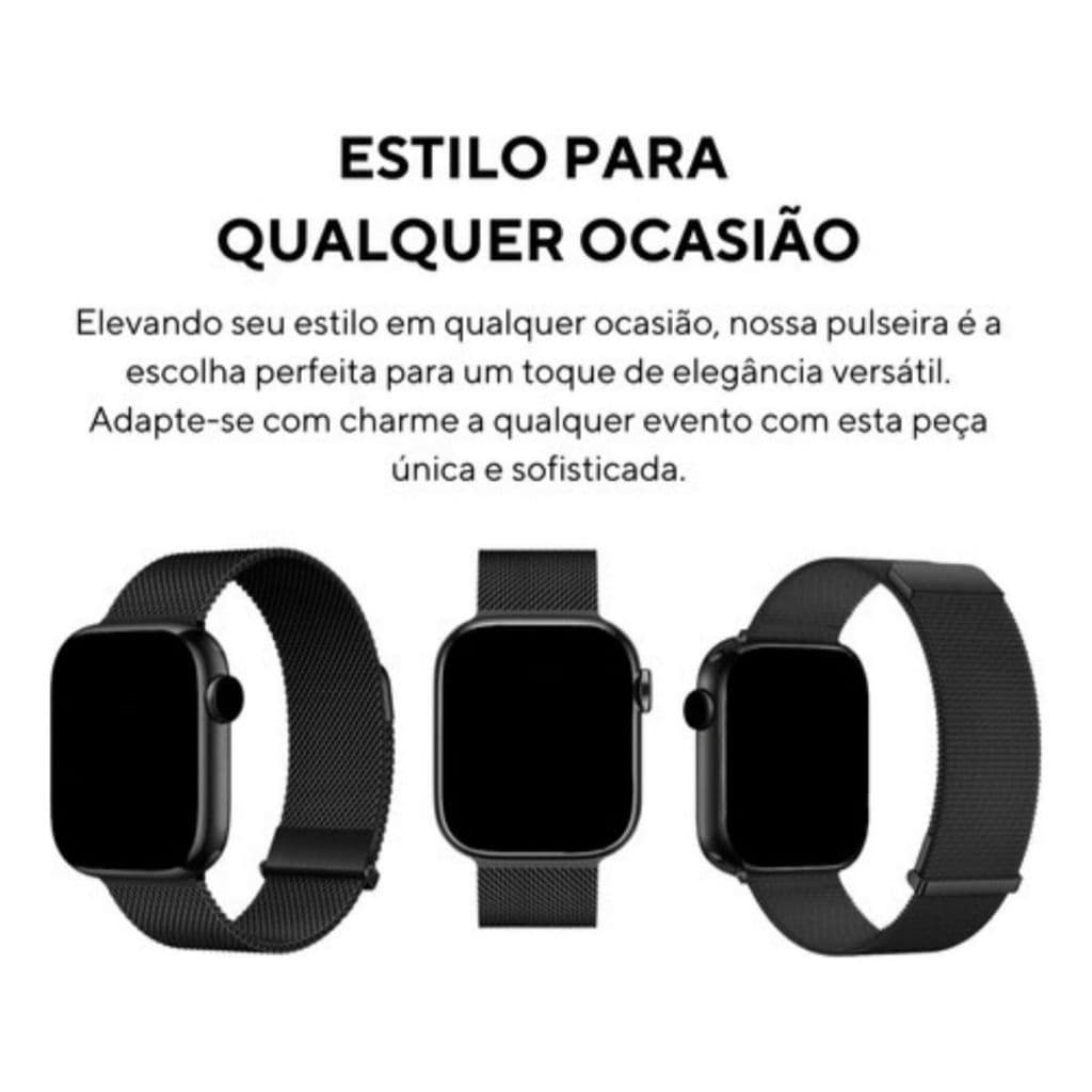 pulseira metal milanesa com imã e acessórios relógio smartwatch 42-44-45-46-47-49mm