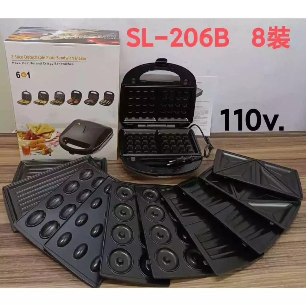 Máquina Antiaderente 6 Em 1 Grill/ Donuts/Waflle/ Sanduíche/ Torrada/Grelhados/ Potente/Prática 110V-SALE