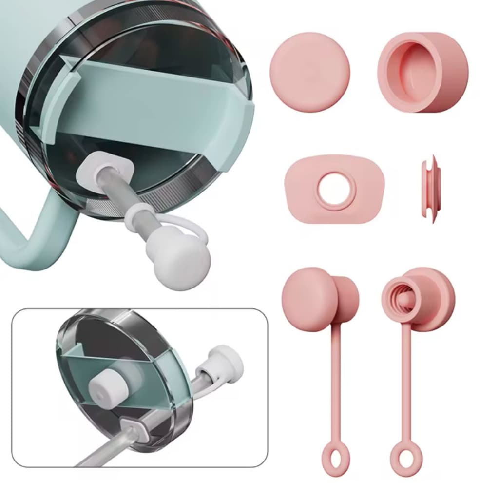 Kit Tampa de Canudo 10mm Com Borrachas para Copo 1200ml em Silicone Diversas Cores