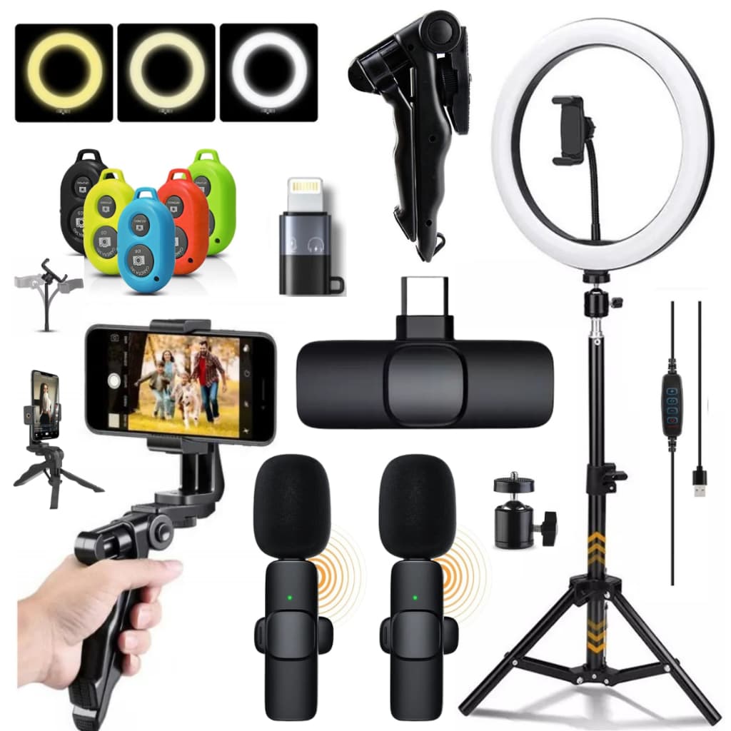 Iluminador Ring Light Grande Luminaria Led Redondo Para Gravar Videos Fotos Com Suporte de Celular