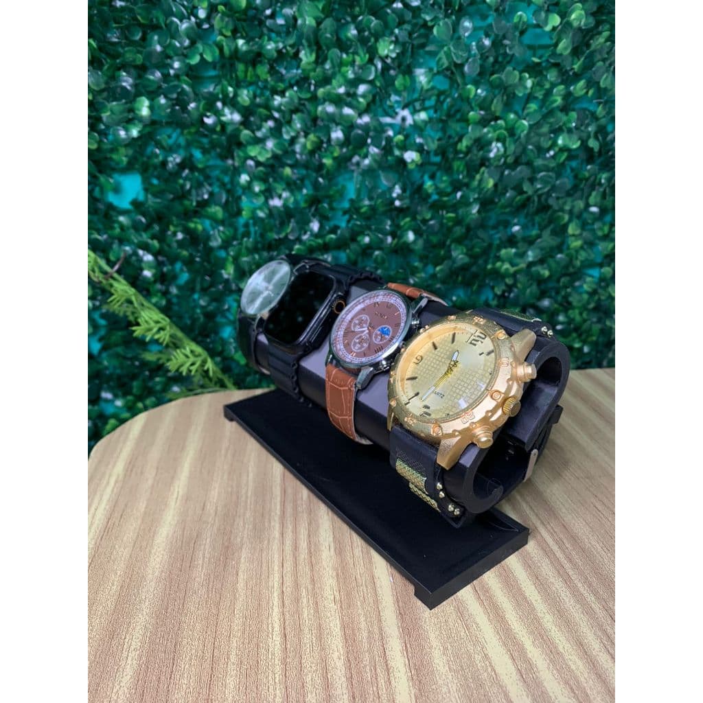 Suporte Organizador de Relógios Preto-Expositor de Mesa em Impressão 3D – Porta até 4 Relógios