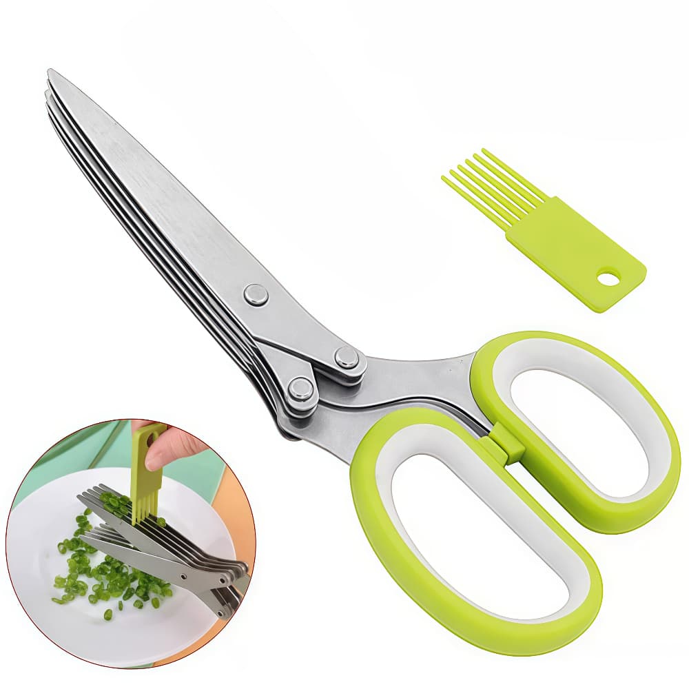 Tesoura De Cozinha Cortar Legume Verdura Com 5 Lâminas/ Com Imã E Abridor De Garrafa