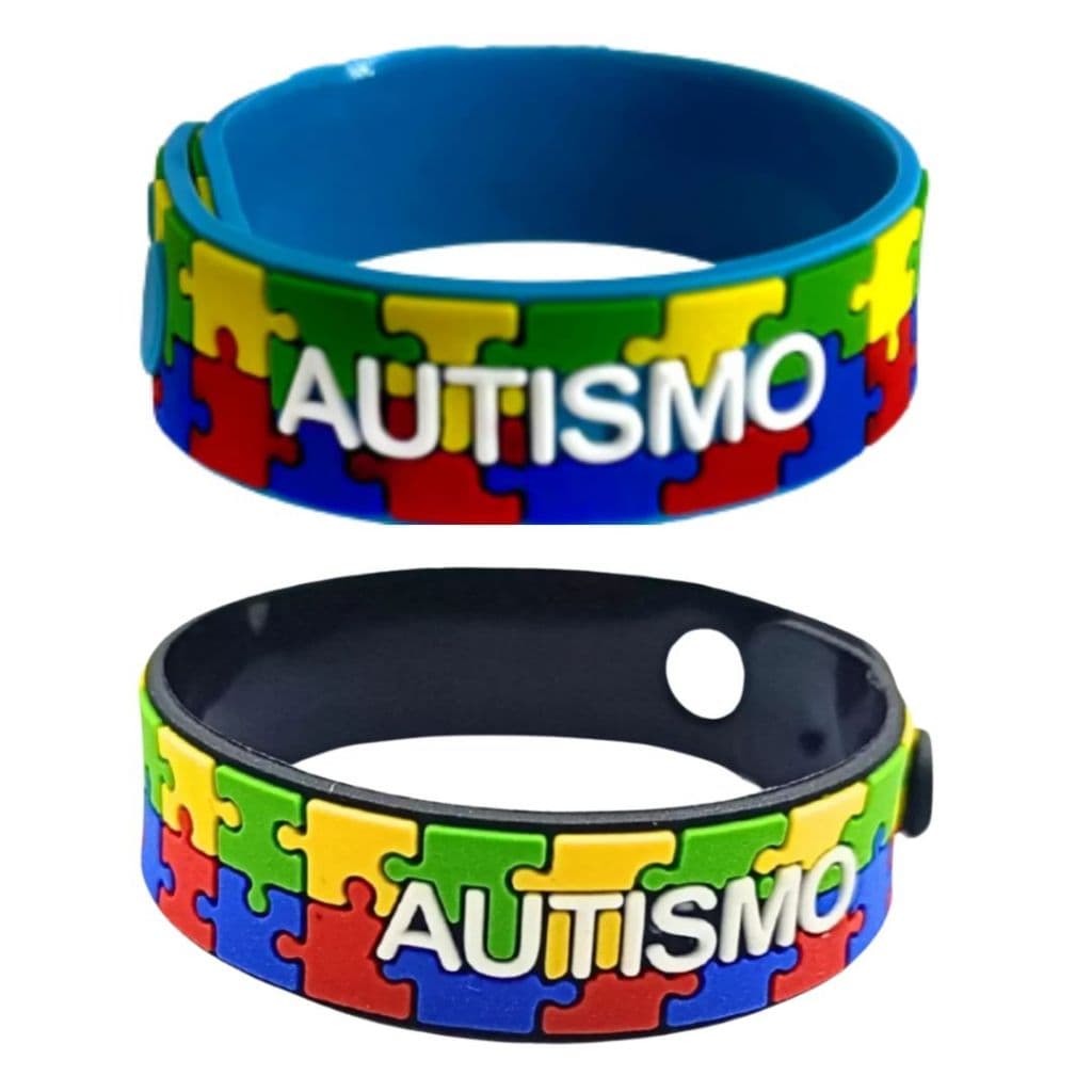 2 Pulseiras Ajustáveis Autismo Infantil - Quebra Cabeça