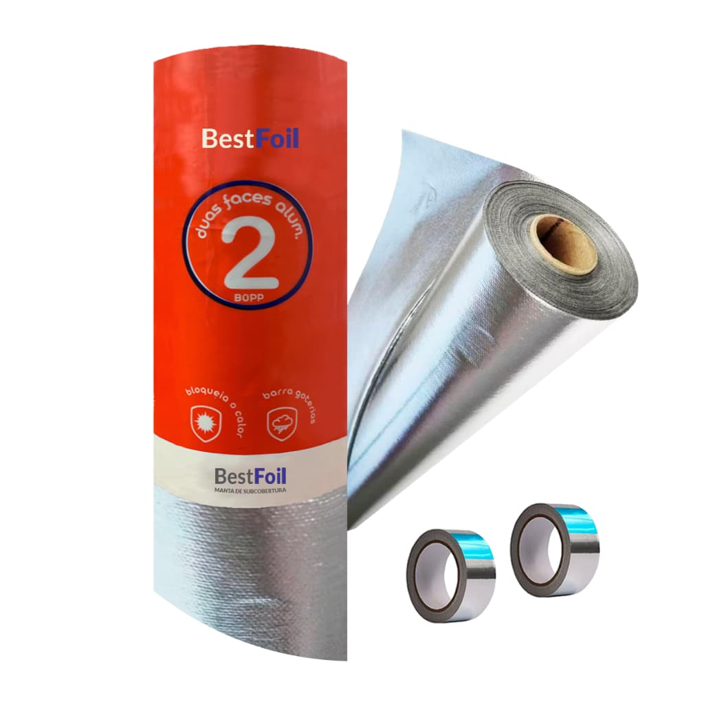 Manta Térmica TNT P/ Telhado 2 Faces 75m2 + 2 Fitas para emenda