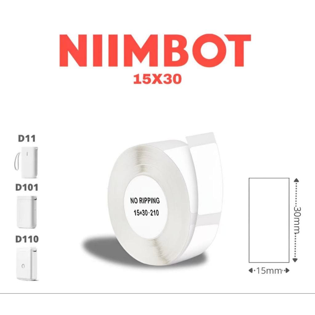 Kit 2 Rolos Etiqueta Cor Branco15x30mm (195cada rolo)Niimbot Para Impressora D110 D101 D11