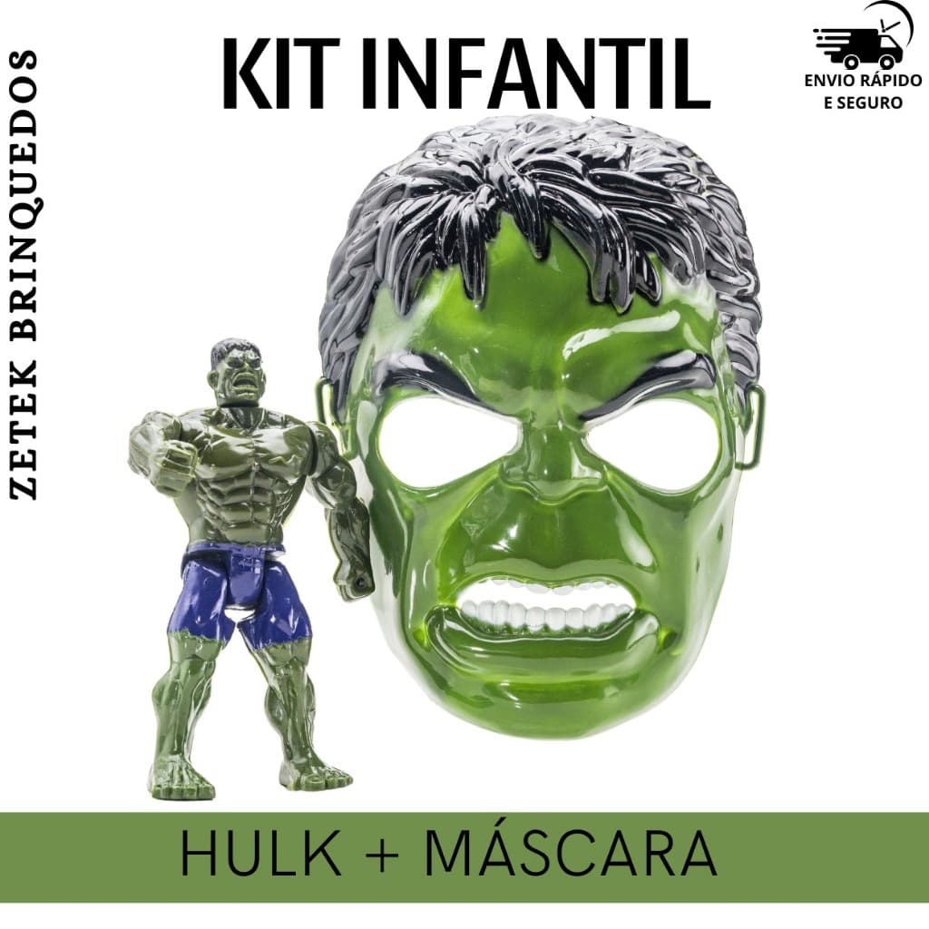 Kit Boneco Articulado 16cm + Máscara de Personagem Brinquedo Infantil Completo Aventura e Fantasia