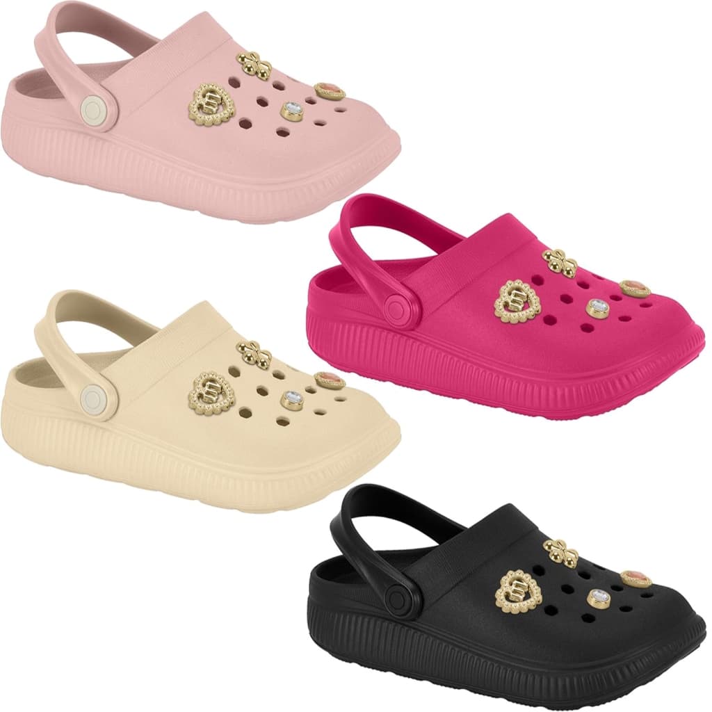Clog Babuche Molekinha Original com NF Promoção Com Apliques Moda Menina  2591.103 2591103