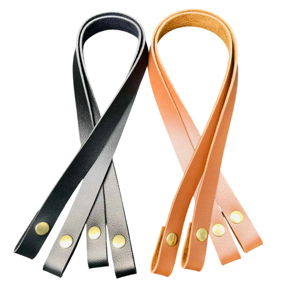 Par de Alça 2cmx60cm com Botão de Pressão em couro