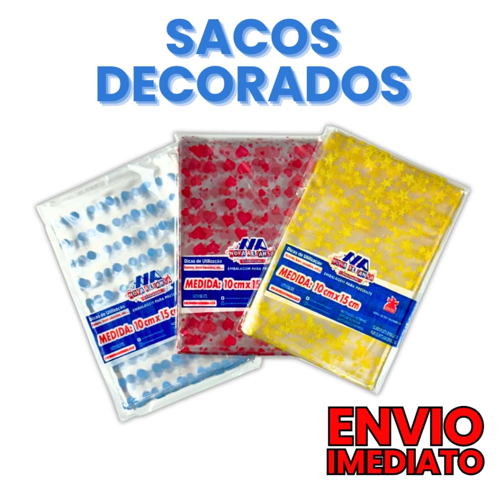 50 Saquinhos Celofane Plásticos Transparentes Decorados 10x15cm 11x20cm Para Lembrancinha Festa