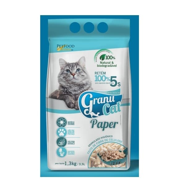 Granulado Higiênico para Gatos Granu Cat Paper Premium 1,3kg