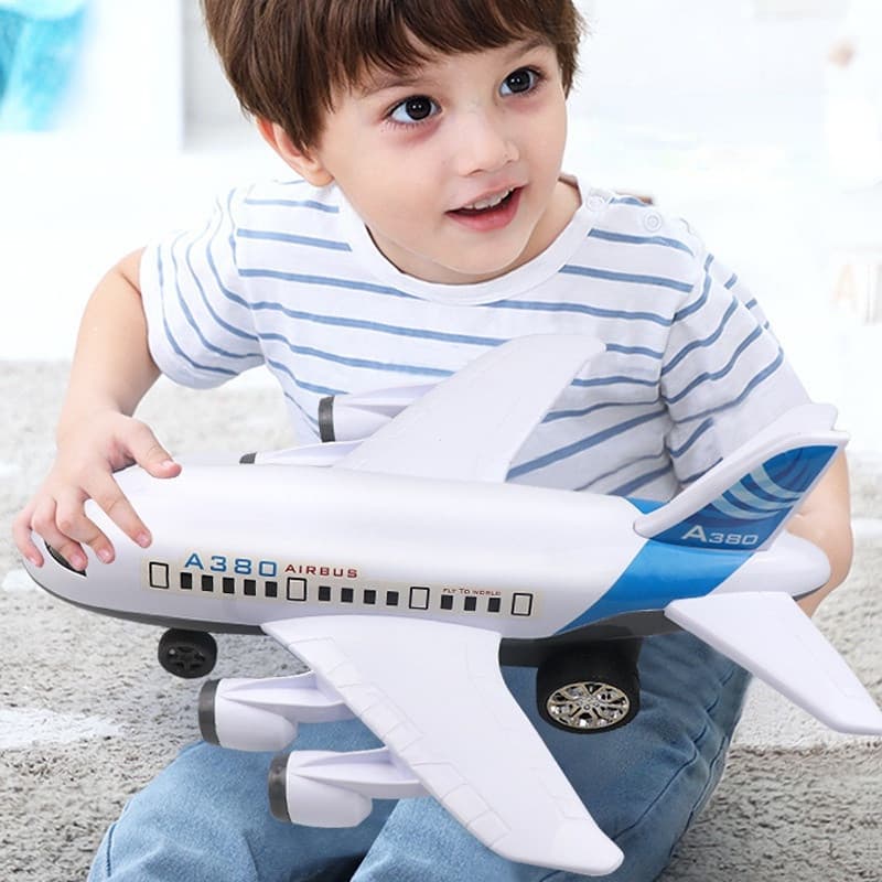 Avião A380 Brinquedo a Fricção – Jato de Passageiros 37cm com Rodinhas