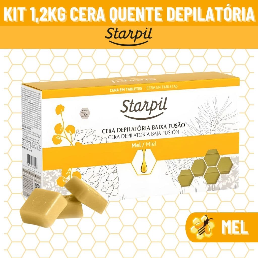 Kit Cera Depilatória Mel em Barra Quente Starpil Profissional 1,2kg