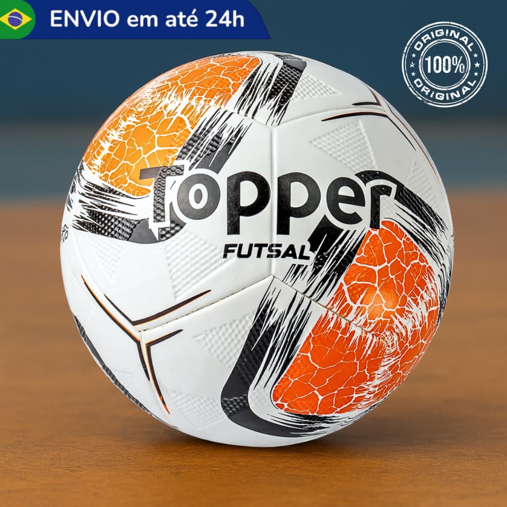 Bola Futsal Topper Futebol de Salão Indoor Quadra Colada Resistente Tamanho Oficial Treino Jogo Pro