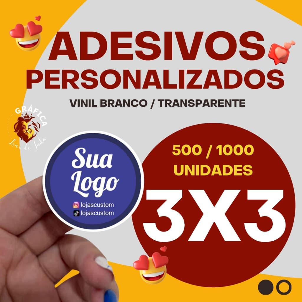 500 Adesivos e etiquetas personalizadas em vinil 3x3