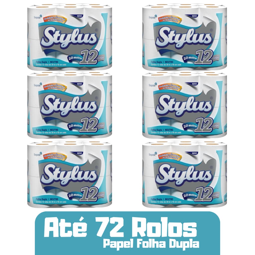 Kit Papel Higiênico Folha Dupla Stylus 100% Fibras Celulósicas