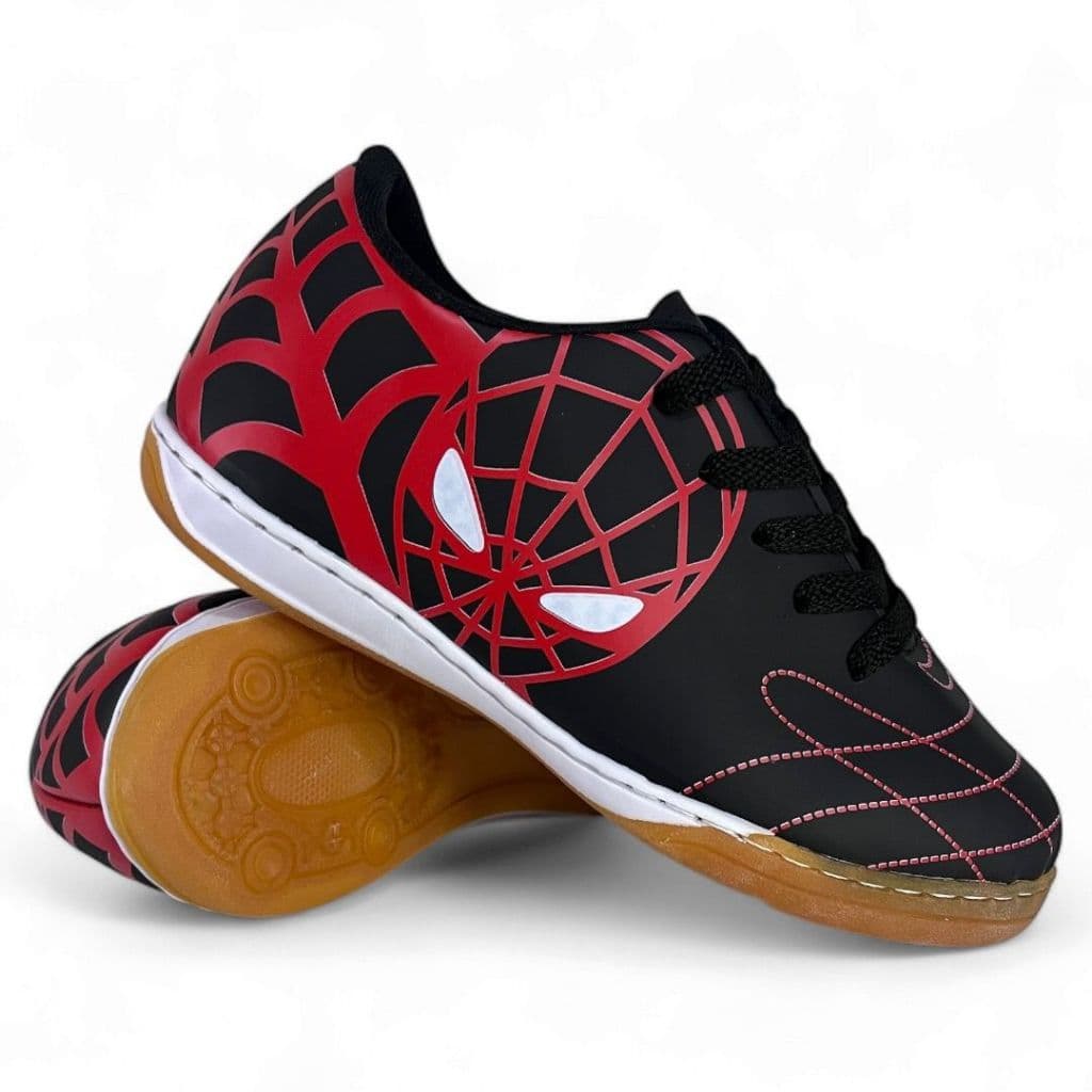 Chuteira Futsal Tênis Infantil Homem-Aranha Menino 26 ao 33 Sola Costurada