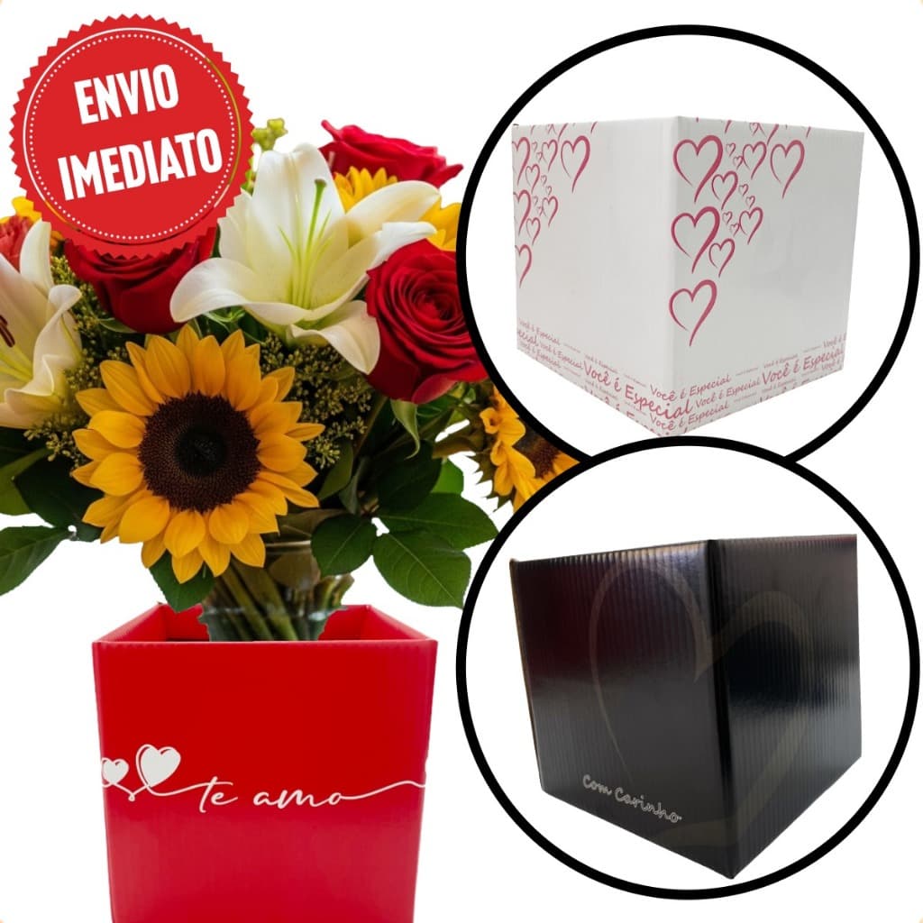 Cachepot Quadrado Pote 14 x 14 x 14 cm - Decorado/Estampado Para Flores e Presentes - Pct 5 unidades