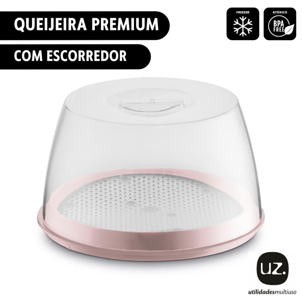 Queijeira Porta Queijo Premium Rosa UZ