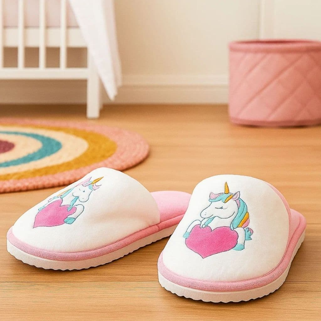 Pantufa Aberta Unicornio Infantil Confortável Antiderrapante Design Exclusivo Crianças