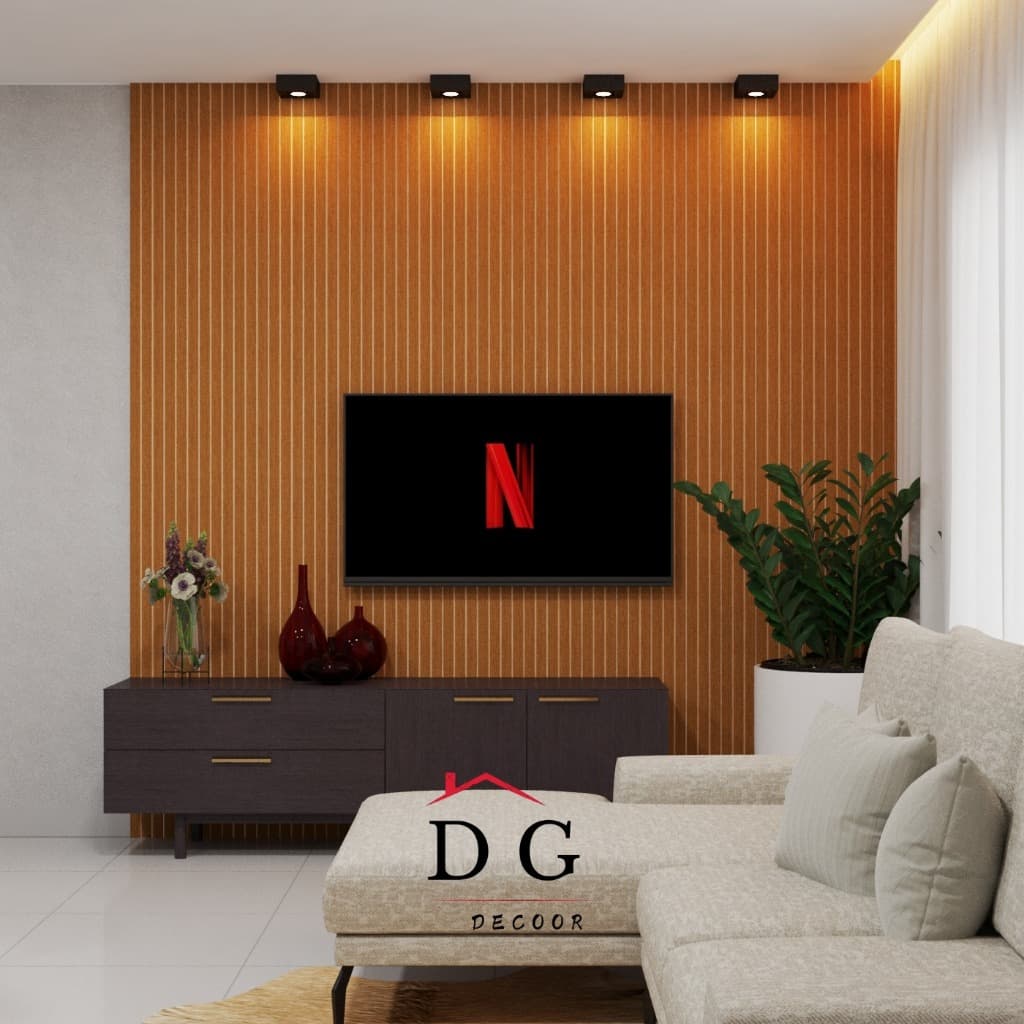 Kit Até  20 Módulos Placa Adesiva Revestimento De Parede Ripado Mdf 45x11cm