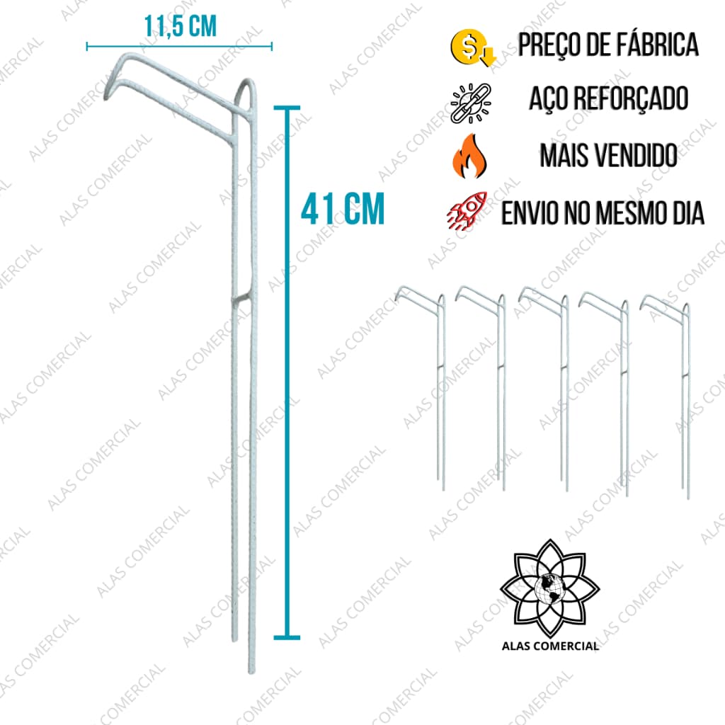 Kit Suportes de Vara de Pesca 41cm Aço Reforçado p/ Barranco Pesqueiro