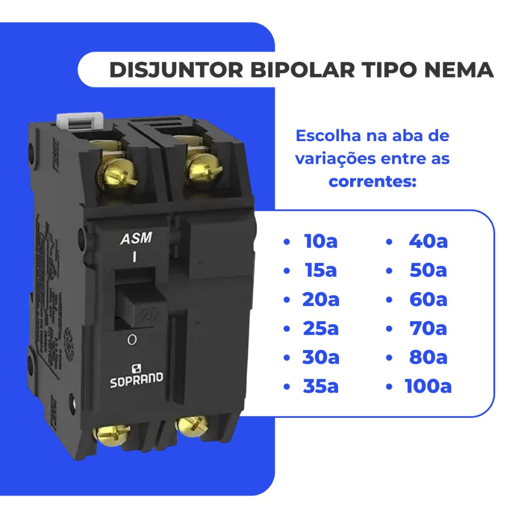 Disjuntor 2p Bipolar Tipo Nema Soprano