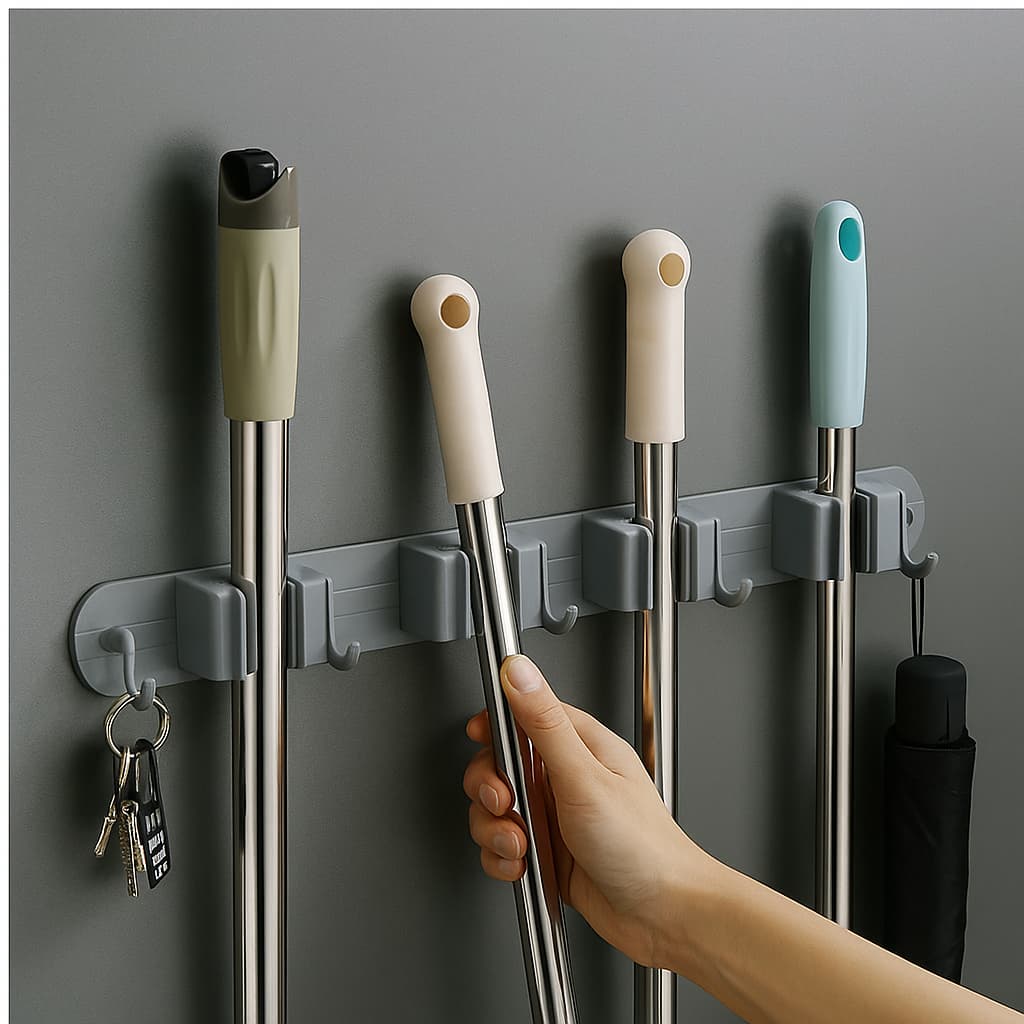 Suporte Vassoura Organizador De Ambiente Suporte Parede Multiuso