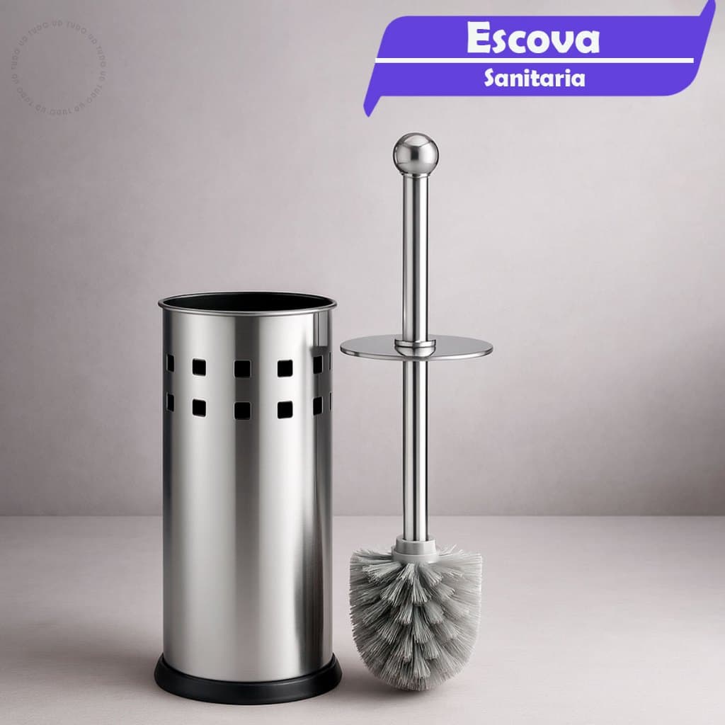 Kit 2 Escova Sanitária Inox Limpeza Vaso Com Suporte Higiênica