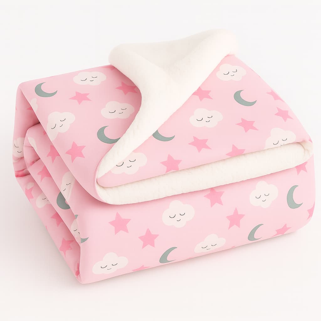 Cobertor de Bebe Dupla Face Lã de Carneirinho Menina e Menino