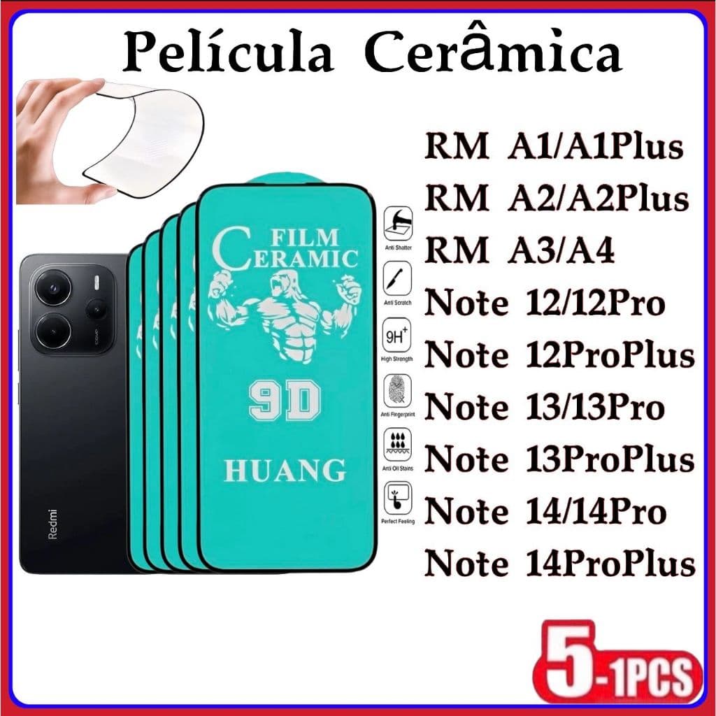 Película Cerâmica 9D 3D XIAOMI Gel Hidrogel Redmi A1 A2Plus A3 A4 NOTE12 12PRO NOTE 13 13PRO NOTE 14 14Pro