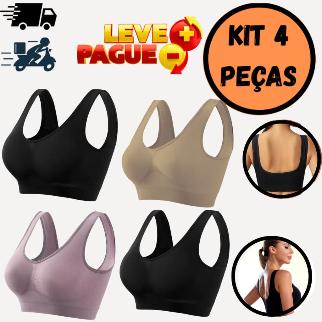Kit 4 Top Feminino COM BOJO Microfibra com Bojo Removível e Alça Larga Lingerie Confortável