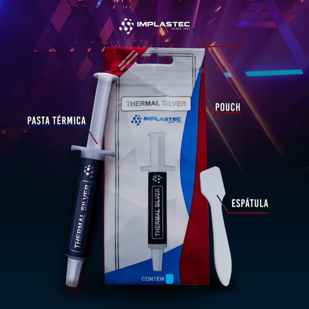 Pasta Térmica De Alta Condutividade Thermal Silver Implastec 5g para CPU PC Processador GPU Console